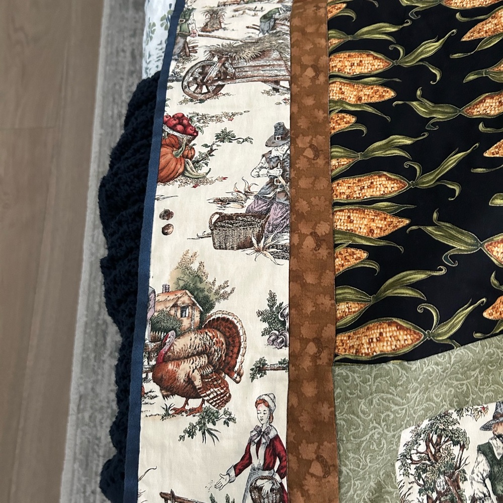 Autumn Harvest Quilt with Black and Brown Accents - Picture 4 of 5